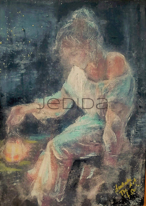 Gemälde Junge Frau mit Laterne